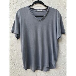 Buck Mason Slub V-Neck Tee Charcoal Grey Cotton Men Medium
